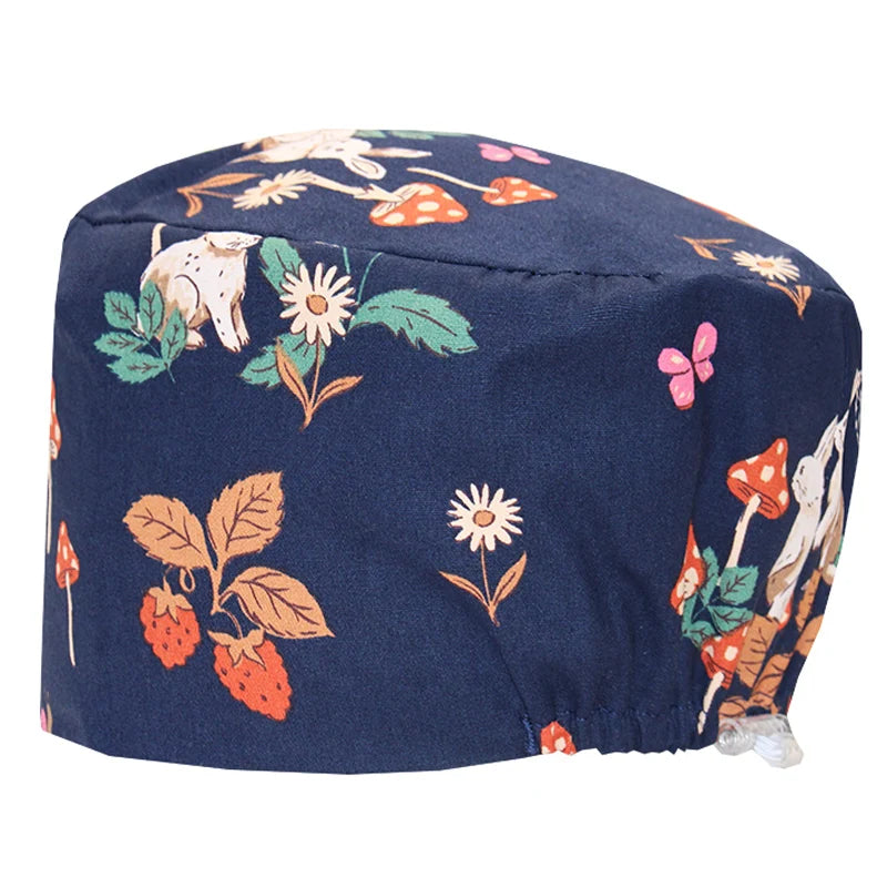 Best Price Digital printed Scrub Caps Pet Store Lab Work Hats Health Care Nursing Hats Cotton Medical scrubs Cap women Long Hair
