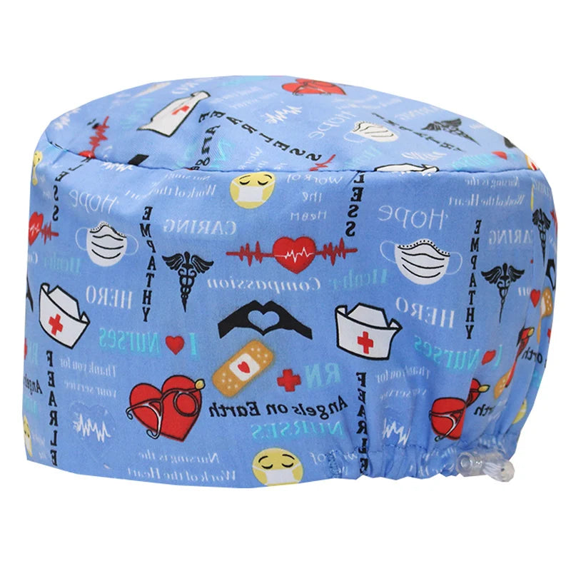 Best Price Digital printed Scrub Caps Pet Store Lab Work Hats Health Care Nursing Hats Cotton Medical scrubs Cap women Long Hair