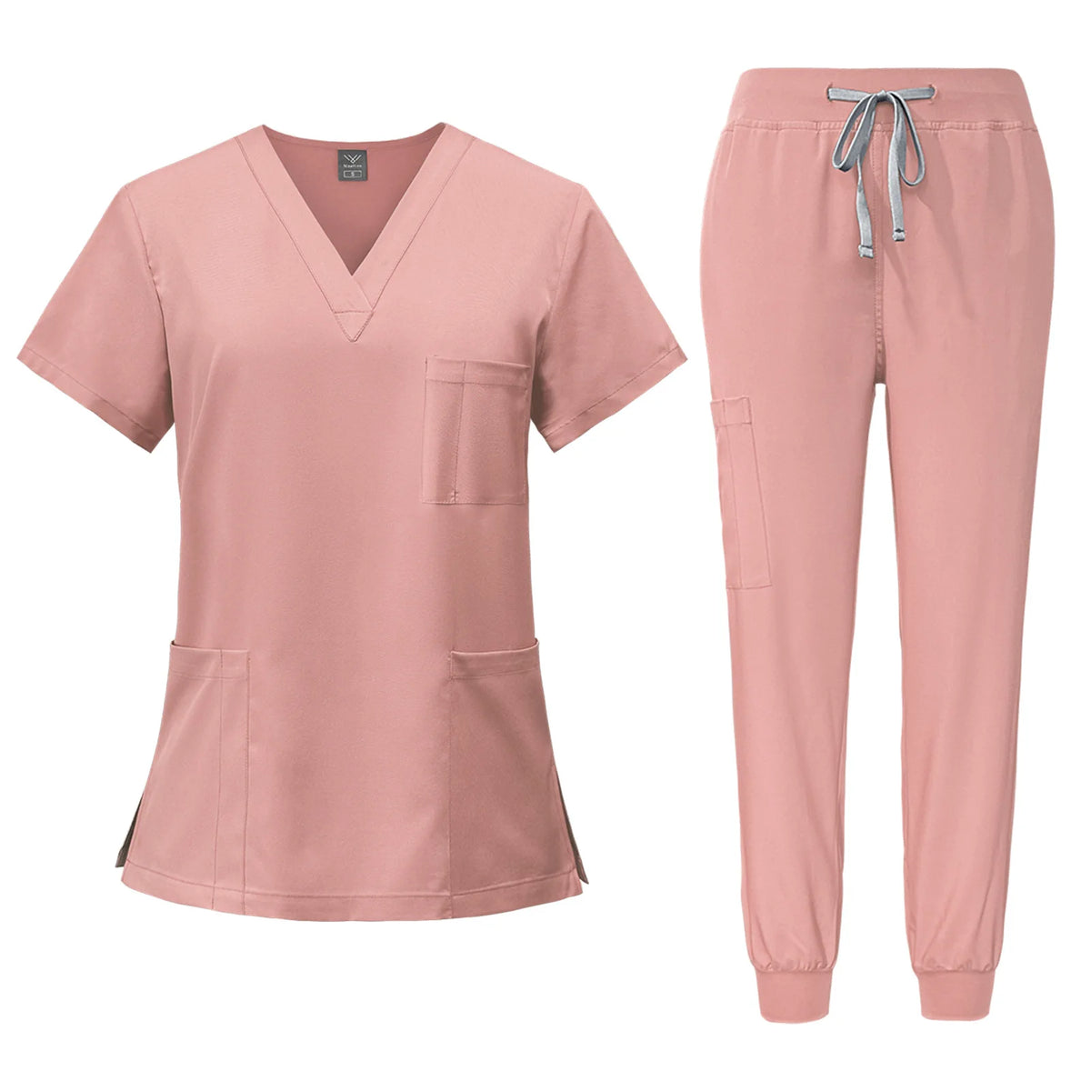 Unisex Stretch Scrub Set — Soft Polyester Hospital Uniform for Nurses