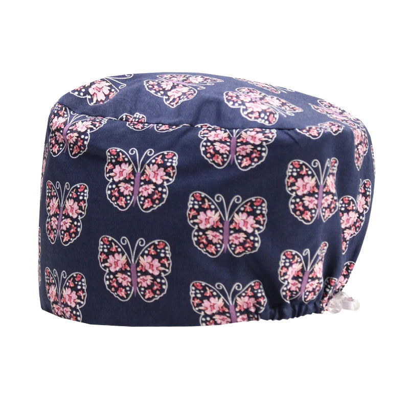 Best Price Digital printed Scrub Caps Pet Store Lab Work Hats Health Care Nursing Hats Cotton Medical scrubs Cap women Long Hair