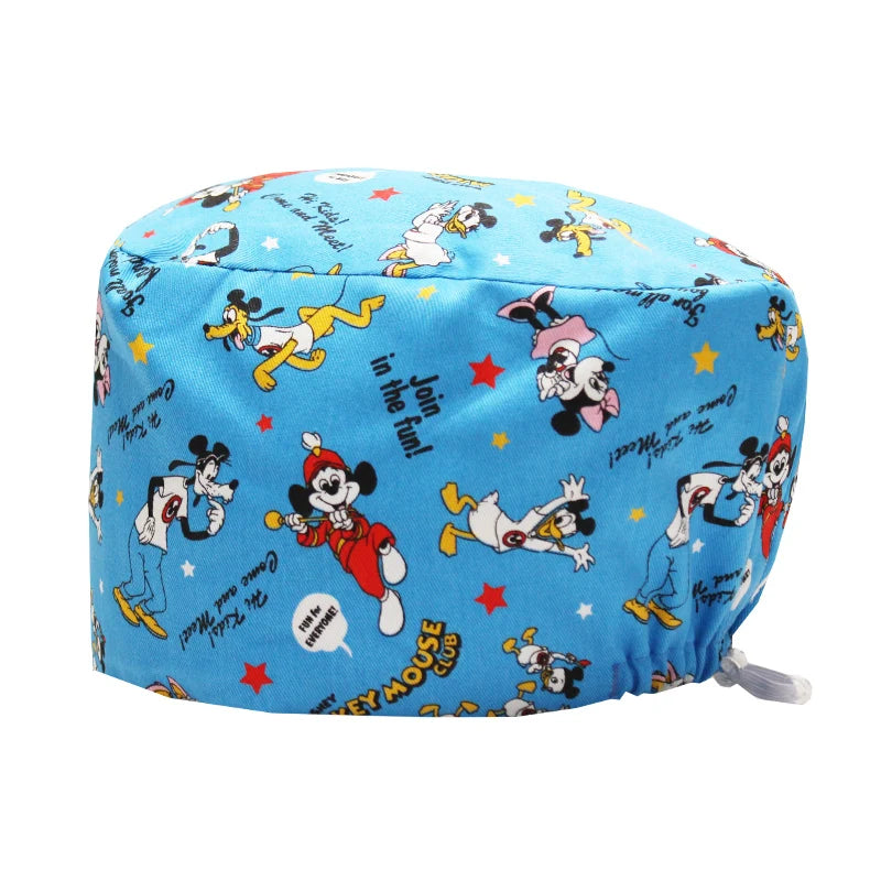 Best Price Digital printed Scrub Caps Pet Store Lab Work Hats Health Care Nursing Hats Cotton Medical scrubs Cap women Long Hair