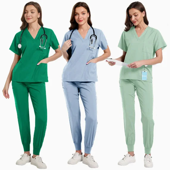 Hospital Scrubs Uniform Set Nurse Polyester Spandex Stretch Women Scrub Sets Uniforms Nursing Men Medical Scrubs