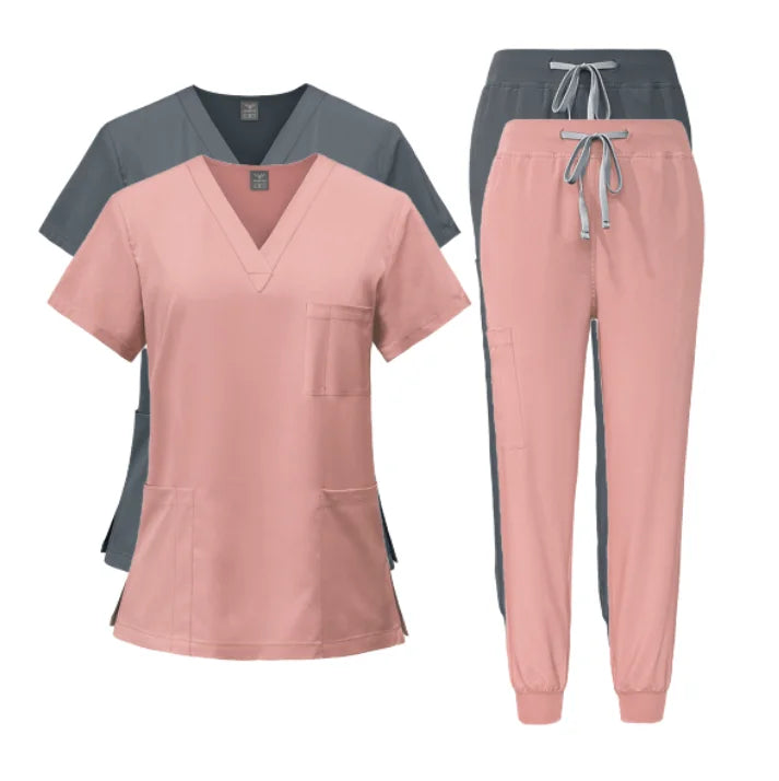 Women's Pink Clinical Scrub Set — Soft Polyester Nursing Uniform