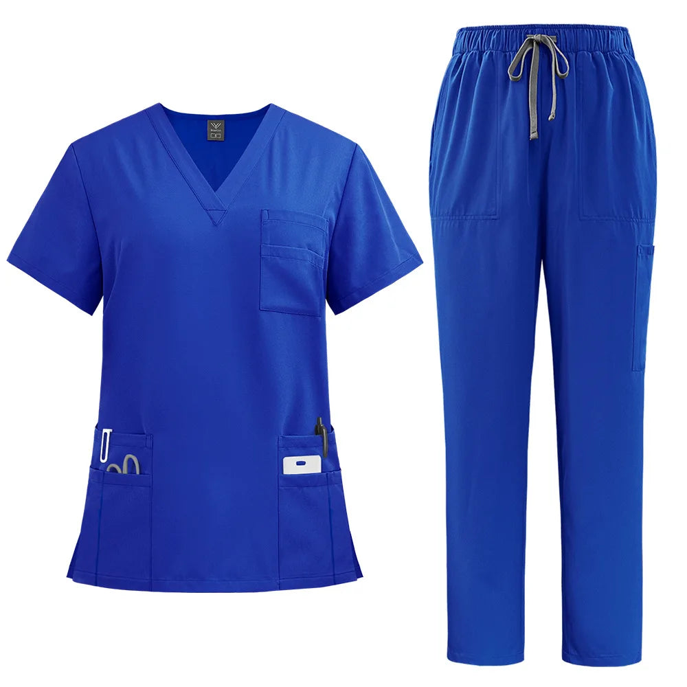 Jersey Breathable Hospital Uniforms Nurse Beauty Dental Salon Work Clothes Custom LOGO Uniform Medical Scrubs Sets for Men Women