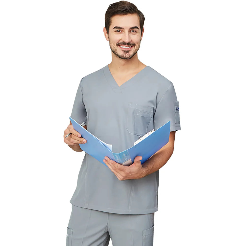 Polyester Conductive Fiber Navy Nursing Uniforms Hospital Medical Scrubs Sets Men Women Surgical Working Uniforms Female Male