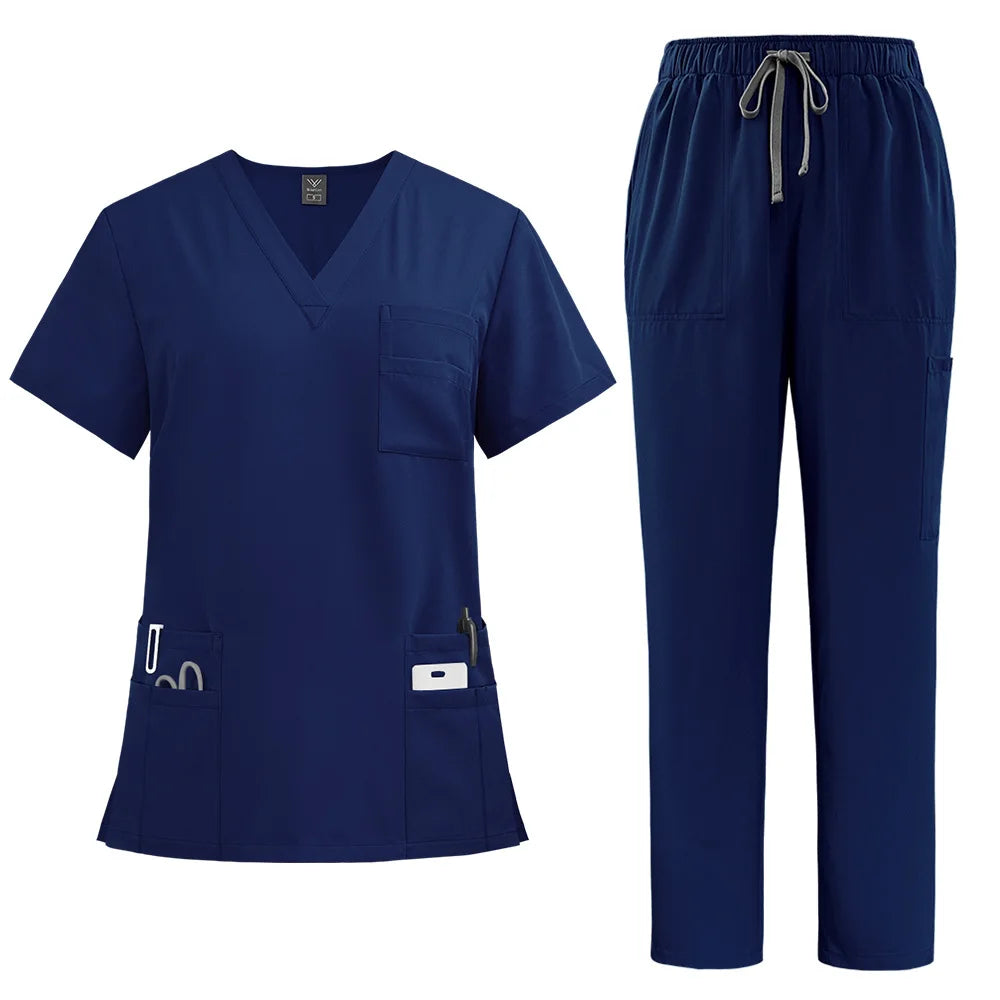 Jersey Breathable Hospital Uniforms Nurse Beauty Dental Salon Work Clothes Custom LOGO Uniform Medical Scrubs Sets for Men Women