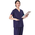 Unisex V-Neck Surgical Scrub Suit — Anti-Wrinkle Cotton Blend Nursing Uniform