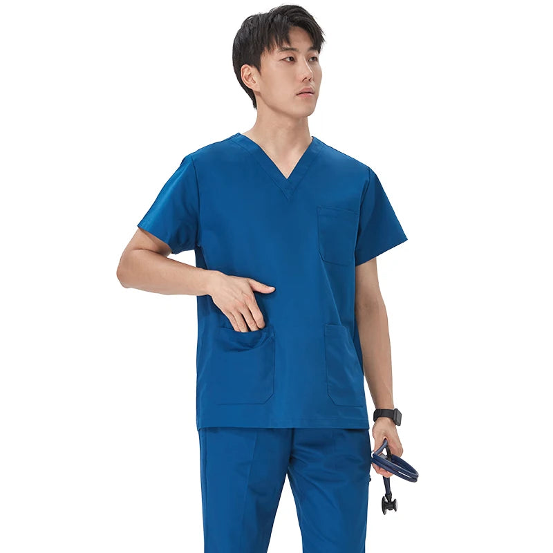 Women Medical Scrubs Uniform V Neck Short Sleeve Surgical Scrub Suits High Quality Nursing Uniform Suit Clinical Safety Workwear