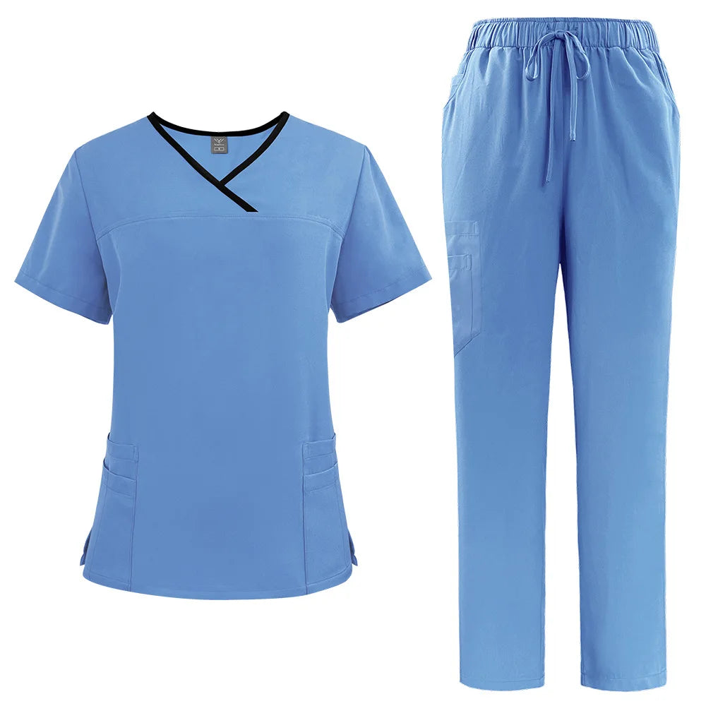 Hospital Uniforms Nurse Uniform Custom Logo Jersey and Straight Pants for Dental Salon Work Beauty and Medical Scrubs Sets