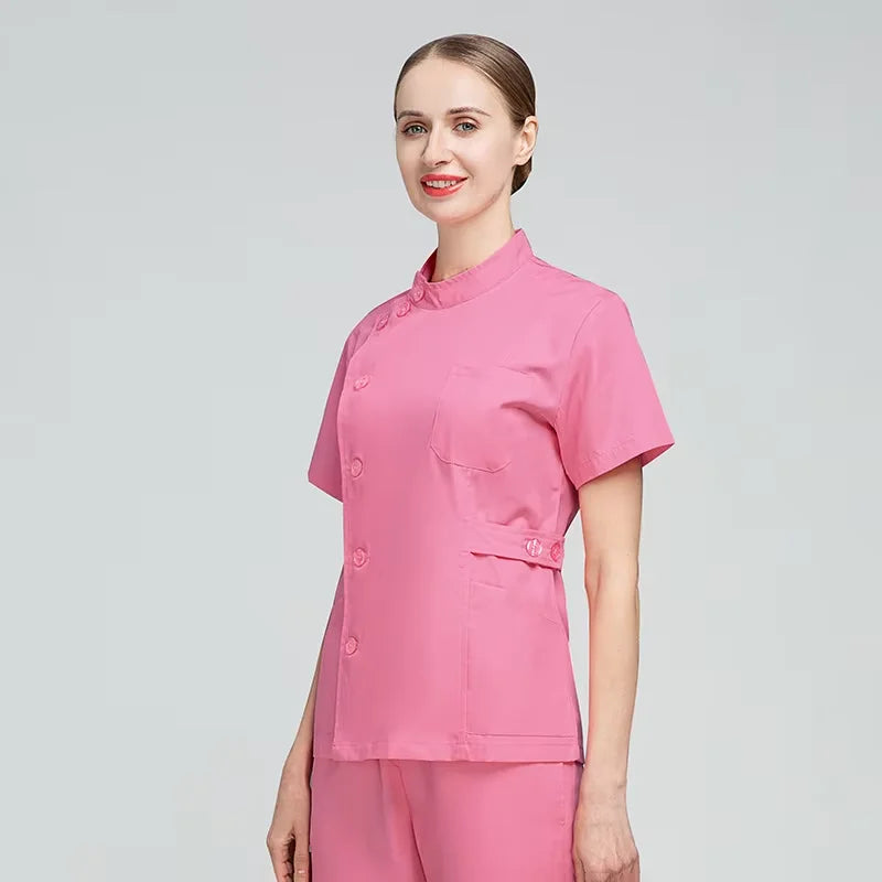 Latest High Quality Unisex Nursing Scrubs Sets Stylish Short Sleeve Medical Scrubs Printed Techniques Custom OEM Hospital Unisex