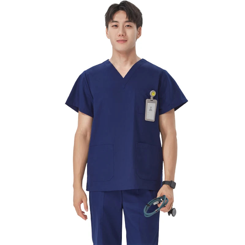 Women Medical Scrubs Uniform V Neck Short Sleeve Surgical Scrub Suits High Quality Nursing Uniform Suit Clinical Safety Workwear