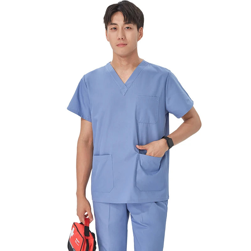 Women Medical Scrubs Uniform V Neck Short Sleeve Surgical Scrub Suits High Quality Nursing Uniform Suit Clinical Safety Workwear