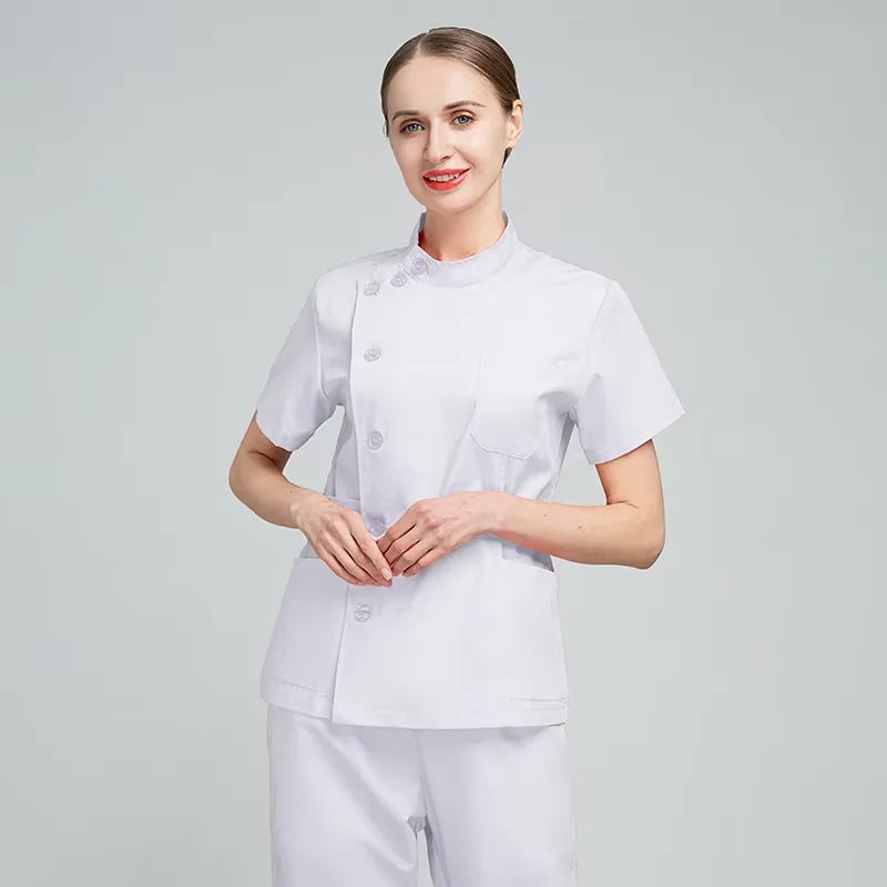 Latest High Quality Unisex Nursing Scrubs Sets Stylish Short Sleeve Medical Scrubs Printed Techniques Custom OEM Hospital Unisex