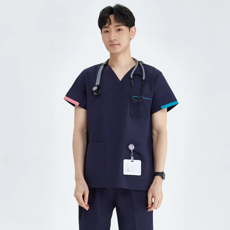Women Medical Scrubs Uniform V Neck Short Sleeve Surgical Scrub Suits High Quality Nursing Uniform Suit Clinical Safety Workwear