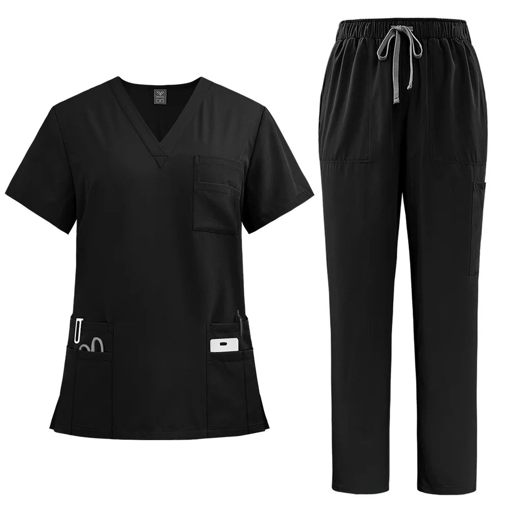 Jersey Breathable Hospital Uniforms Nurse Beauty Dental Salon Work Clothes Custom LOGO Uniform Medical Scrubs Sets for Men Women