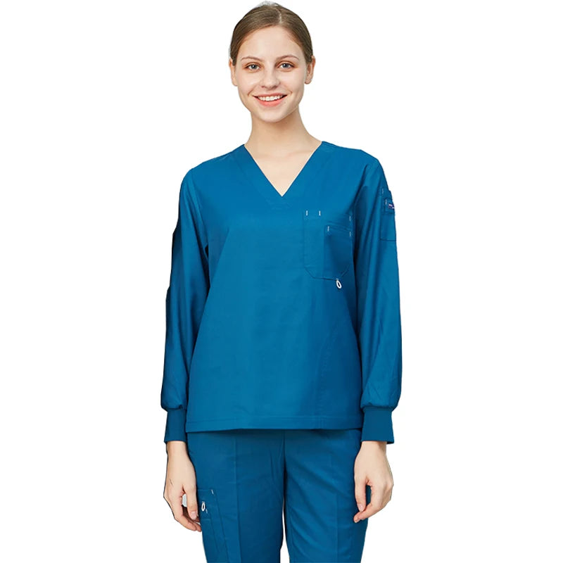 Men's & Women's Navy Scrub Set — Moisture-Wicking 6-Pocket Uniform