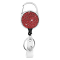 Rhinestones Alloy Round Pass ID Card Badge Reel Holder Metal Reel Pull Key Name Tag Recoil Reel Retractable Crystal Badge Holder