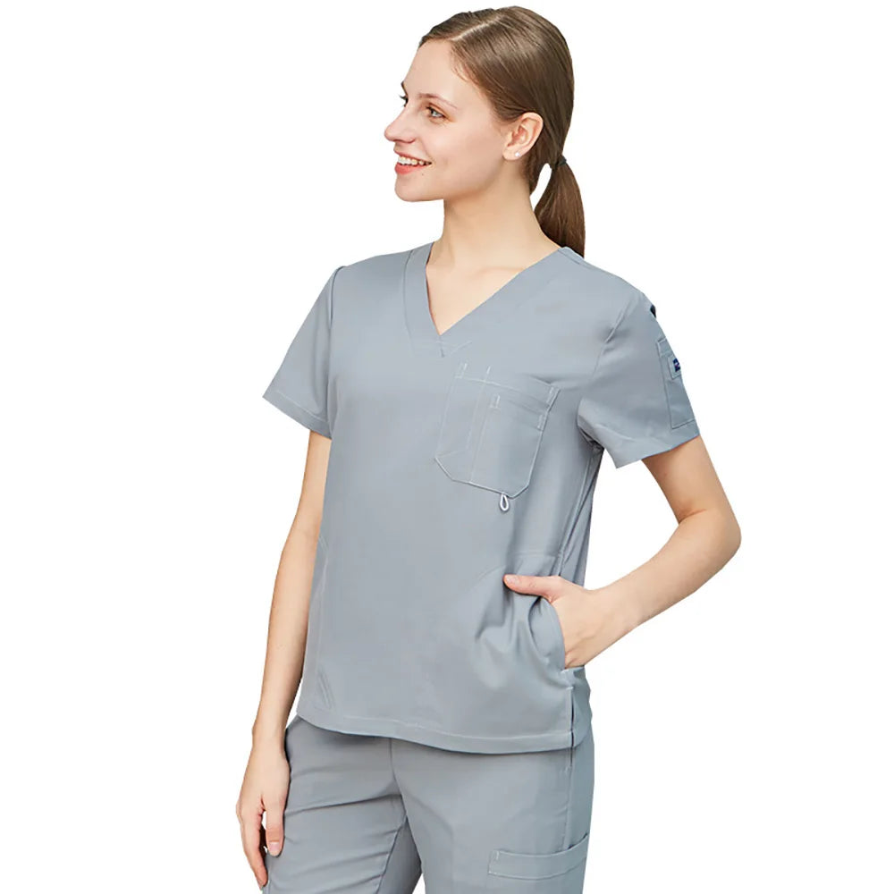 Men's & Women's Navy Scrub Set — Moisture-Wicking 6-Pocket Uniform
