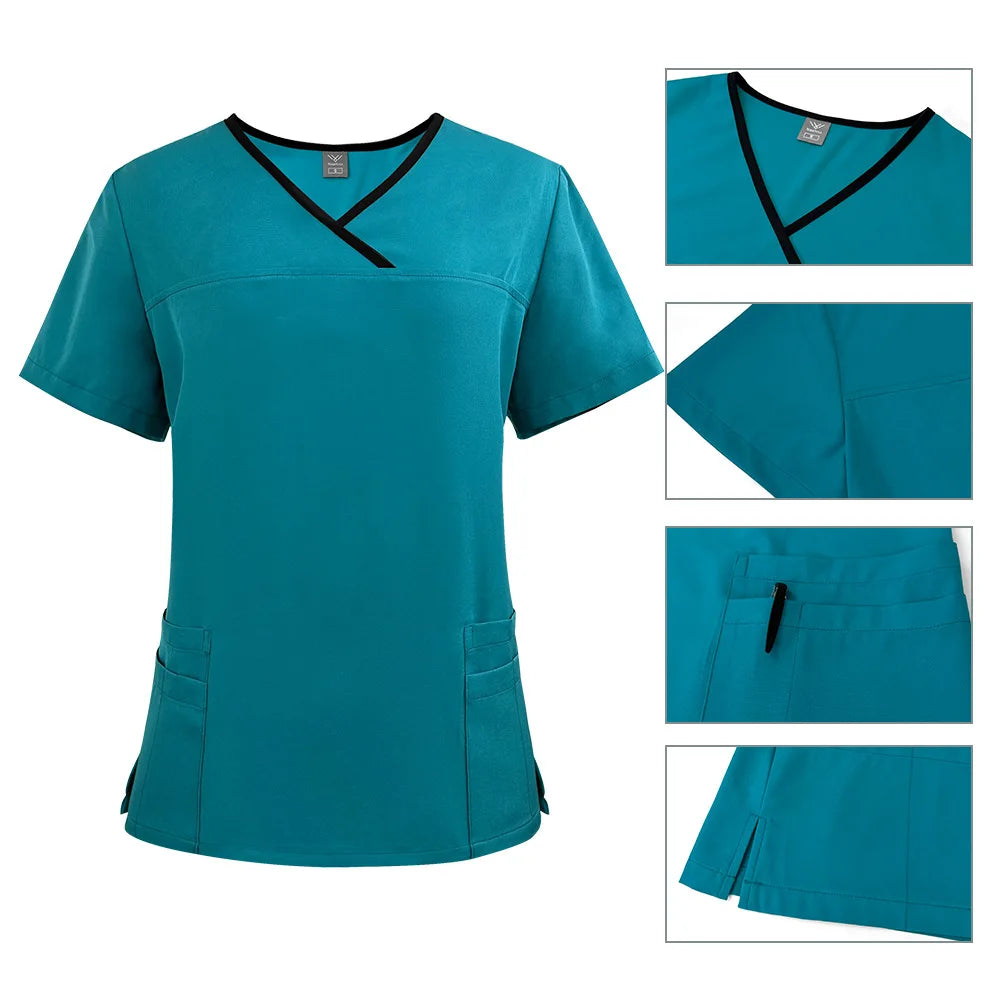 Hospital Uniforms Nurse Uniform Custom Logo Jersey and Straight Pants for Dental Salon Work Beauty and Medical Scrubs Sets
