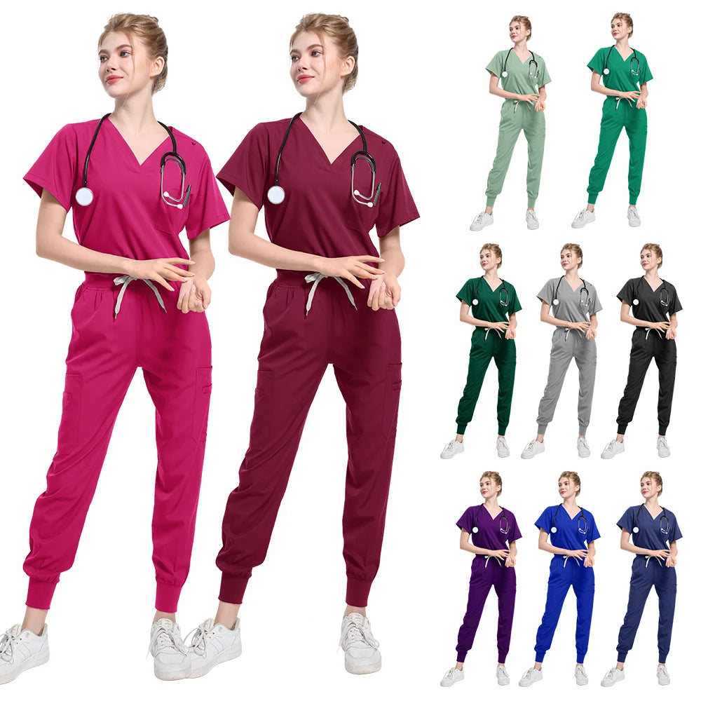 Scrubs Medical Uniform Women and Men  Suit  Surgical Tops  Pants Nurse Accessories Hospital Doctor Costume