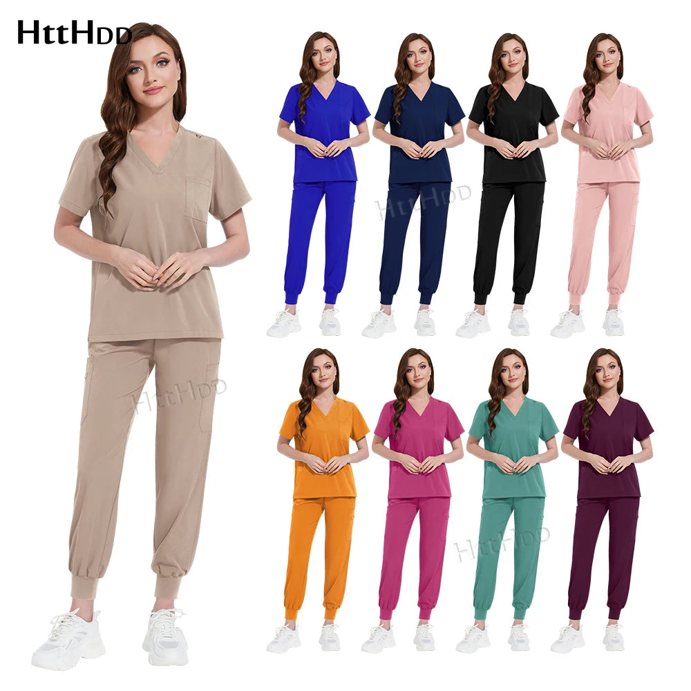 Scrub Joggers Nursing Articles Surgical Uniforms Woman Hospital Nurse Doctor Work Wear Lab Beauty Salon Pharmacy Scrubs Top+pant