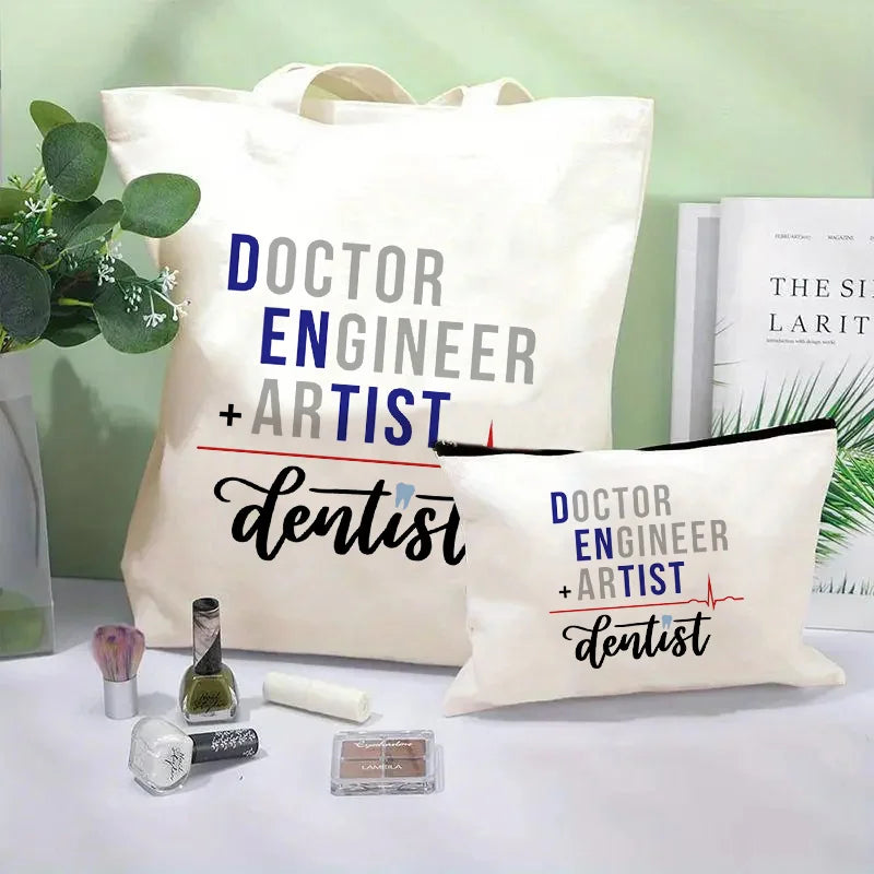 Tooth Dentist Printed Shoulder Bag, Reusable Foldable Shopping Tote Bag Lunch Box Bag Handbag with Wristlet Clutch Bag for Women
