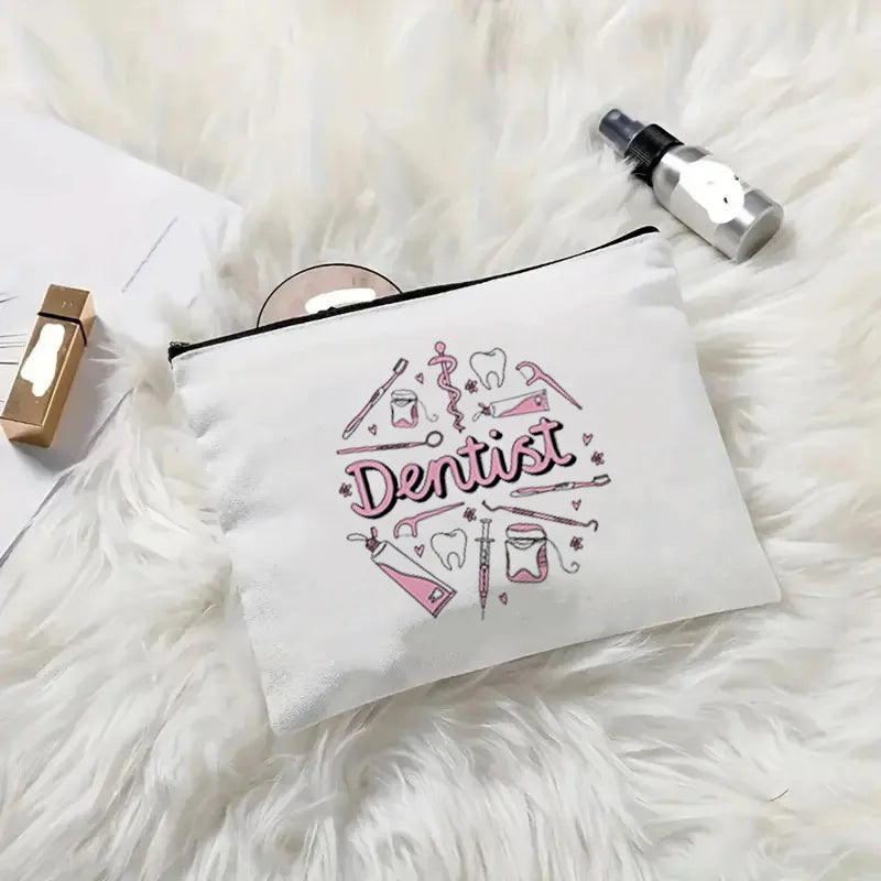 Tooth Dentist Printed Shoulder Bag, Reusable Foldable Shopping Tote Bag Lunch Box Bag Handbag with Wristlet Clutch Bag for Women