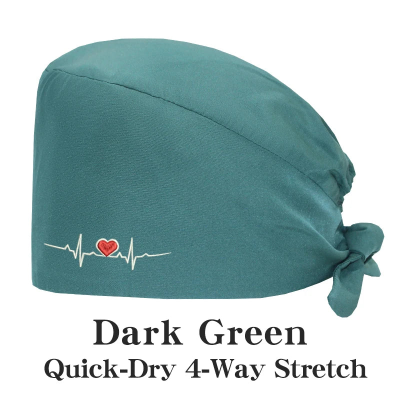 ECG Embroider Working Hats for Man Woman Pet TOOTH Clinic Scrub Caps Quick Dry Breathable Dentist Cap MSG-03