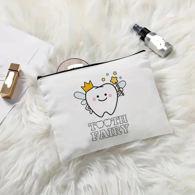 Tooth Dentist Printed Shoulder Bag, Reusable Foldable Shopping Tote Bag Lunch Box Bag Handbag with Wristlet Clutch Bag for Women