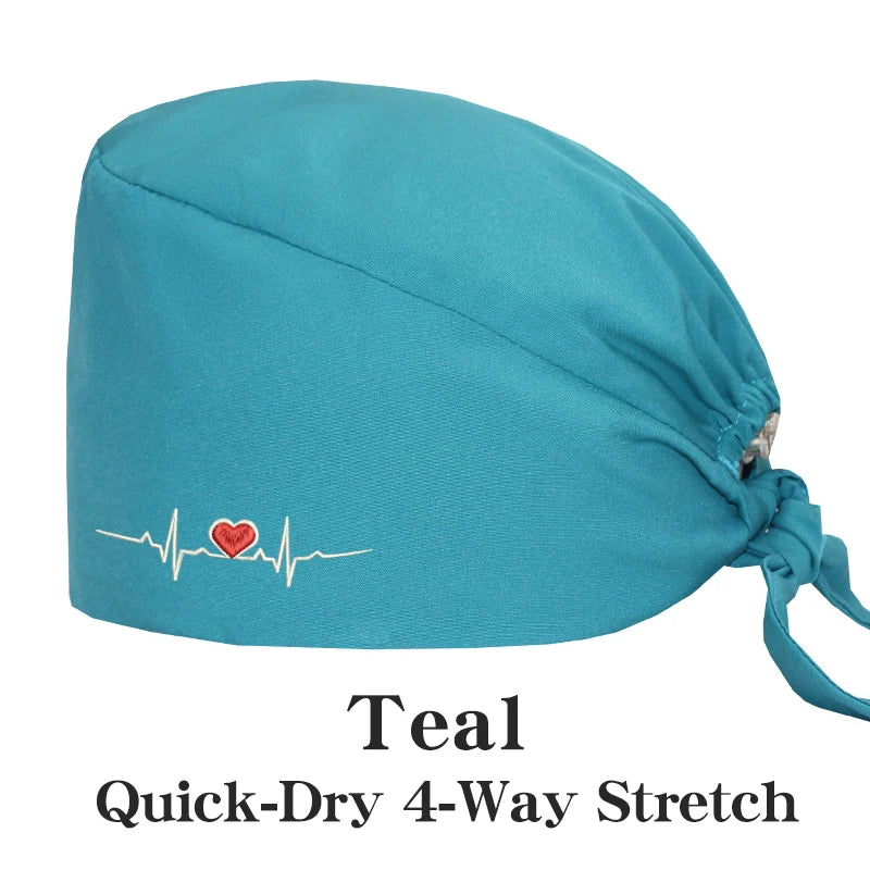 ECG Embroider Working Hats for Man Woman Pet TOOTH Clinic Scrub Caps Quick Dry Breathable Dentist Cap MSG-03