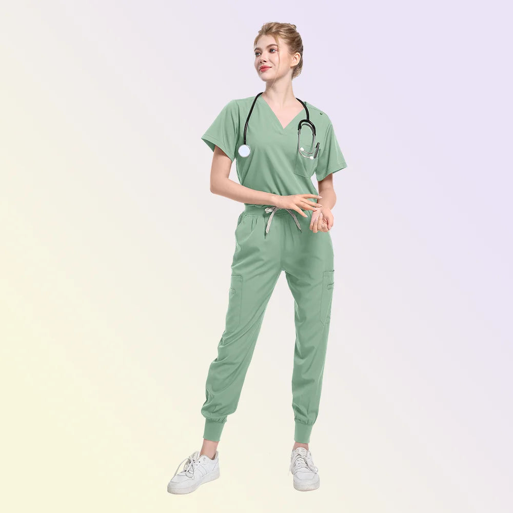 Scrubs Medical Uniform Women and Men  Suit  Surgical Tops  Pants Nurse Accessories Hospital Doctor Costume