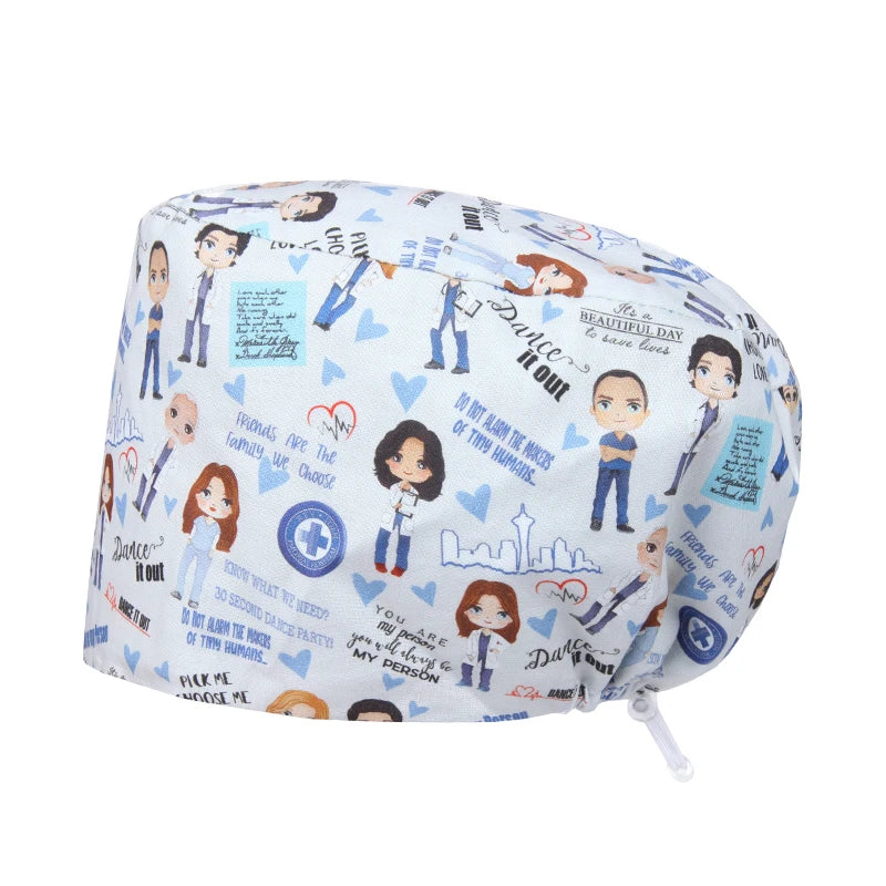 Best Price Digital printed Scrub Caps Pet Store Lab Work Hats Health Care Nursing Hats Cotton Medical scrubs Cap women Long Hair