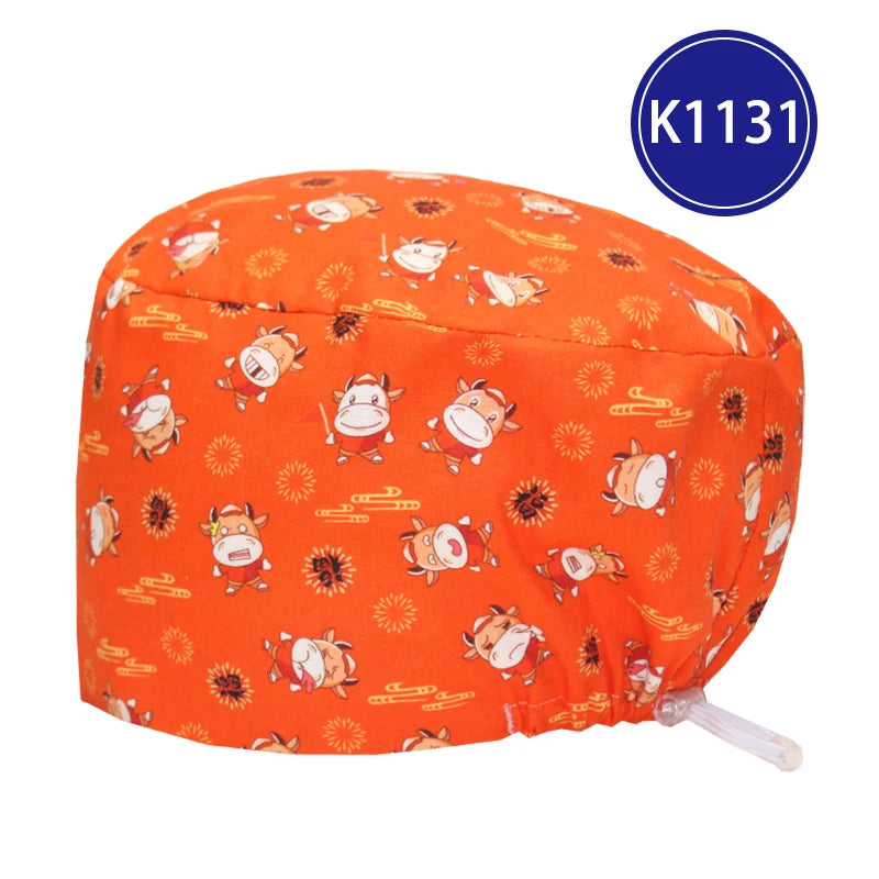 Best Price Digital printed Scrub Caps Pet Store Lab Work Hats Health Care Nursing Hats Cotton Medical scrubs Cap women Long Hair