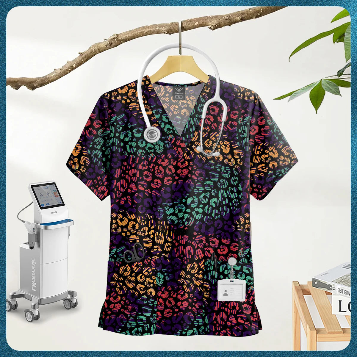Women's Nursing Clothing High-quality Cartoon Print Top Nurse Accessories Hospital Doctor Medical Uniform Beauty Salon Work Tops