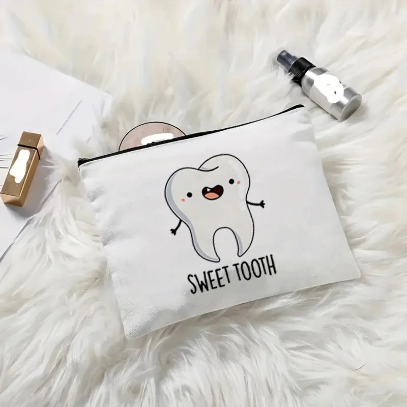 Tooth Dentist Printed Shoulder Bag, Reusable Foldable Shopping Tote Bag Lunch Box Bag Handbag with Wristlet Clutch Bag for Women