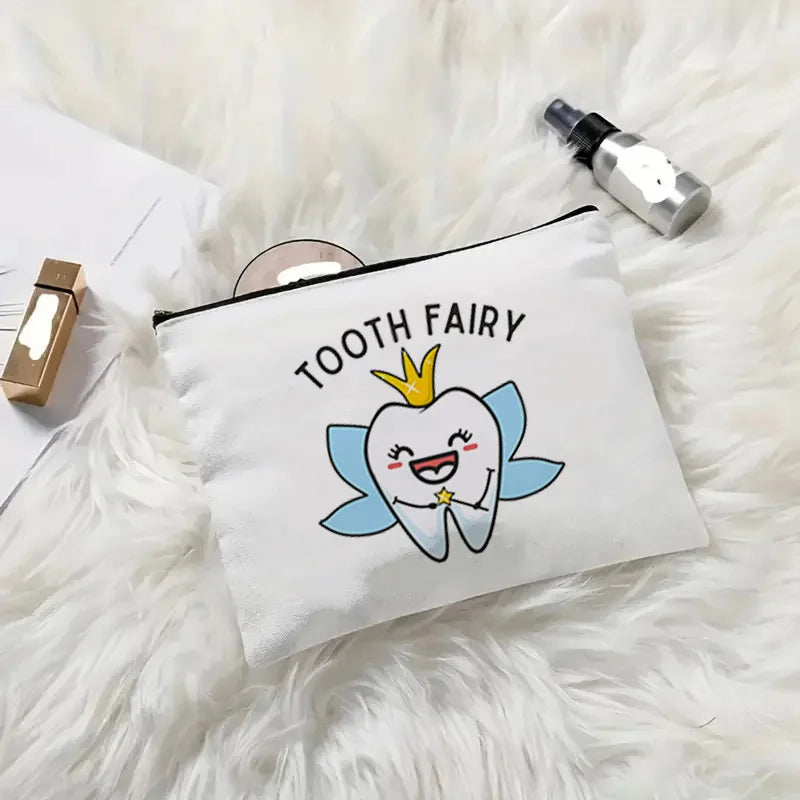 Tooth Dentist Printed Shoulder Bag, Reusable Foldable Shopping Tote Bag Lunch Box Bag Handbag with Wristlet Clutch Bag for Women