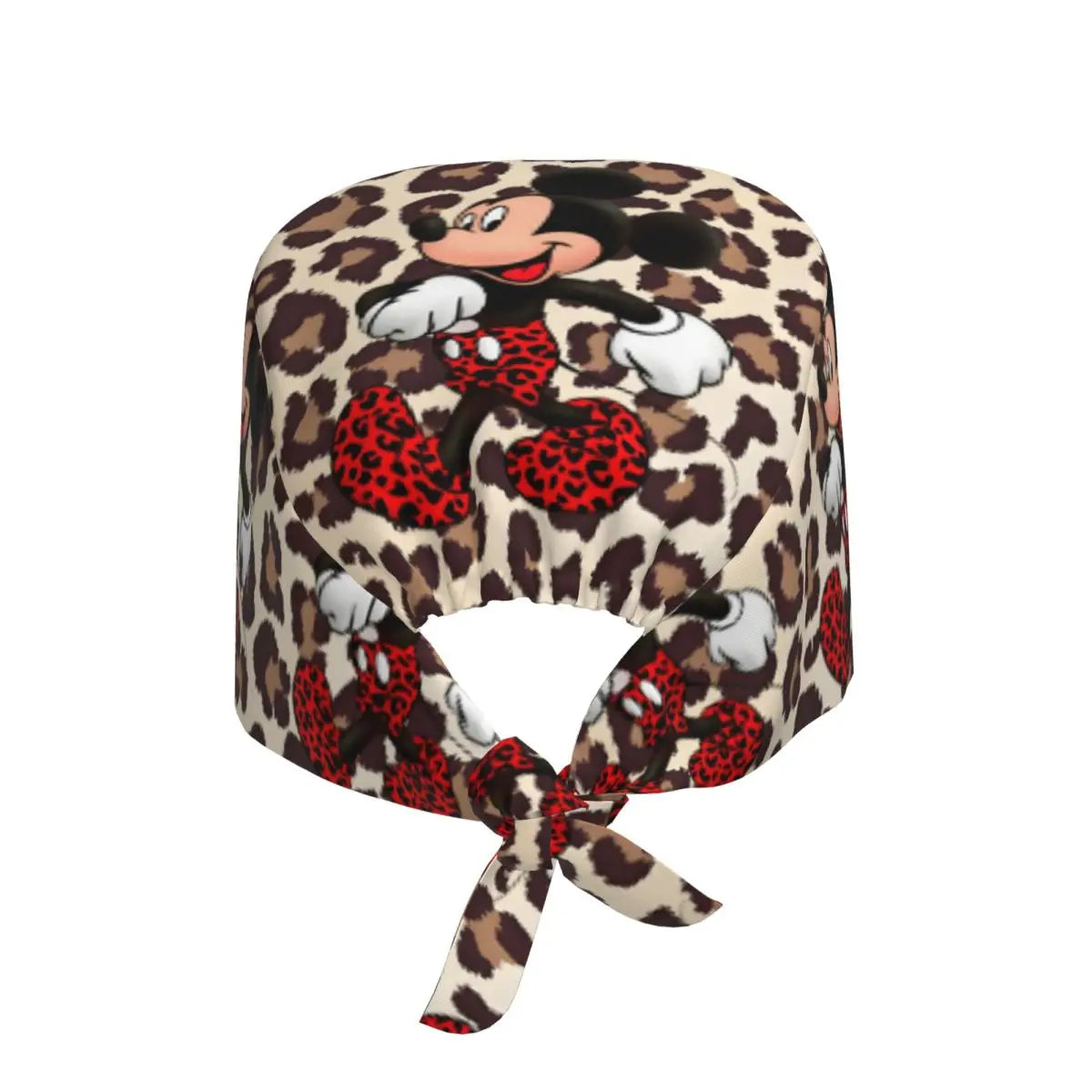 Custom Adjustable Cartoon M-micked Mouse Working Hat Leopard Print Surgical Hat Scrub Nursing Doctor Surgeon Cap for Chef