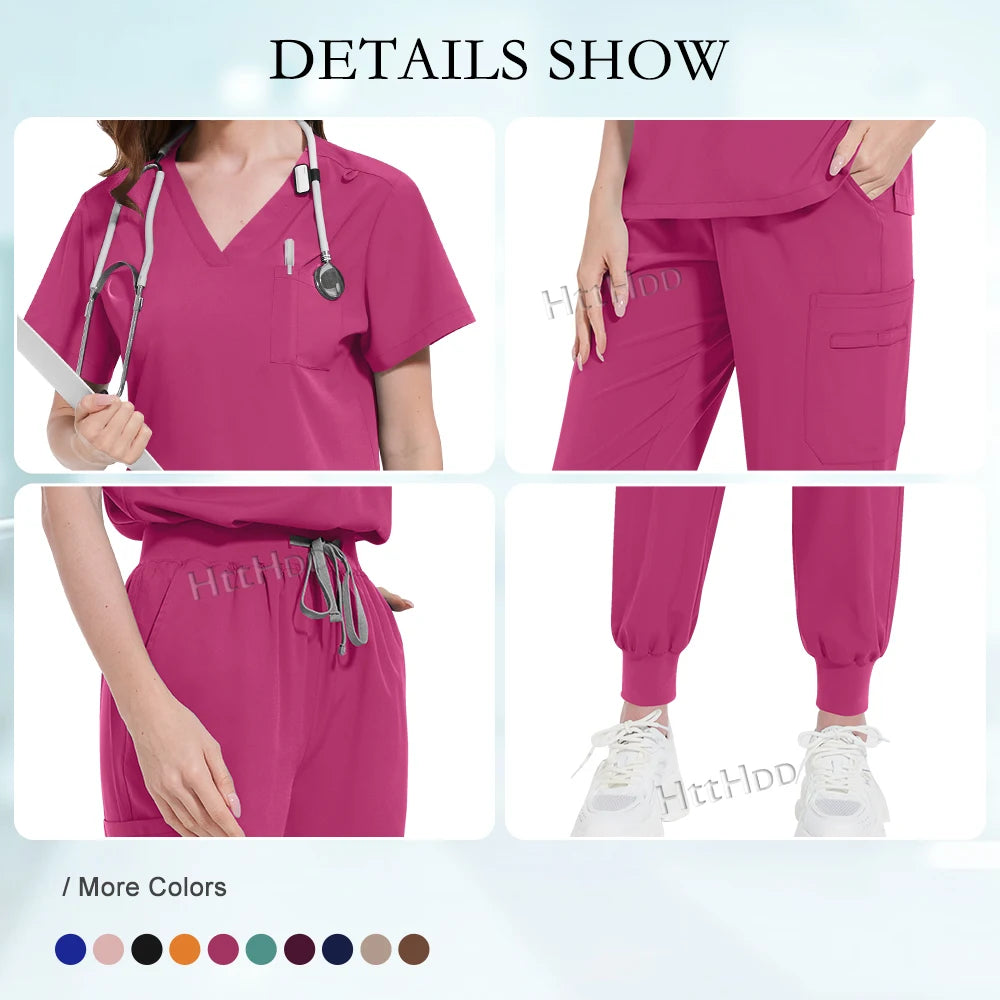 Scrub Joggers Nursing Articles Surgical Uniforms Woman Hospital Nurse Doctor Work Wear Lab Beauty Salon Pharmacy Scrubs Top+pant