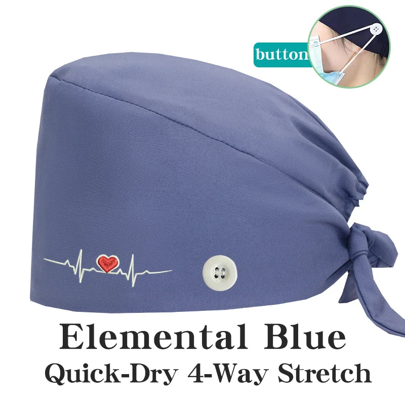 ECG Embroider Working Hats for Man Woman Pet TOOTH Clinic Scrub Caps Quick Dry Breathable Dentist Cap MSG-03