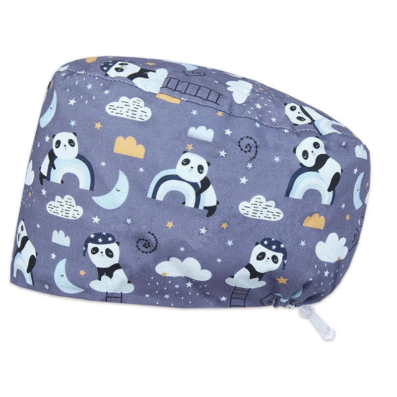 Best Price Digital printed Scrub Caps Pet Store Lab Work Hats Health Care Nursing Hats Cotton Medical scrubs Cap women Long Hair