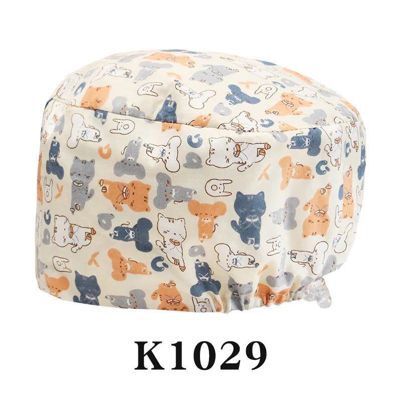 Scrub Caps for Long Hair Premium Surgical Cap Cheap Pharmacy Work Hat  Pet Clinic Doctors Dentist Nursing Cap with Buttons K1030