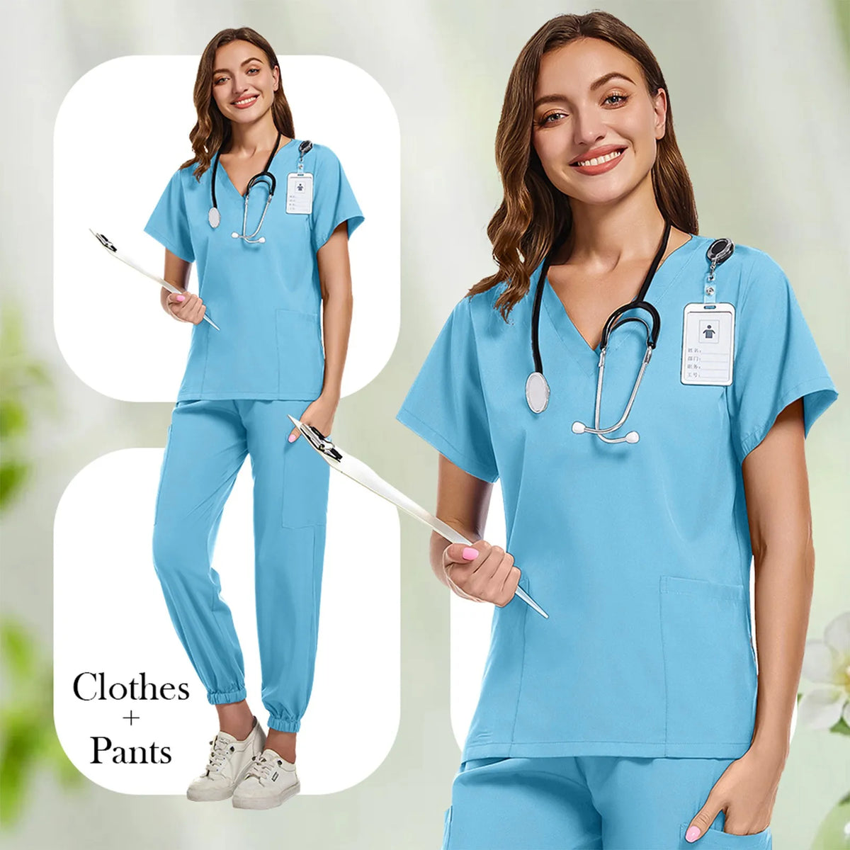 Unisex Doctor Medical Uniforms Men Women Nursing Clothes Beauty Costume Nursing Scrubs Sets Dentist Workwear Clinical Tops Pants