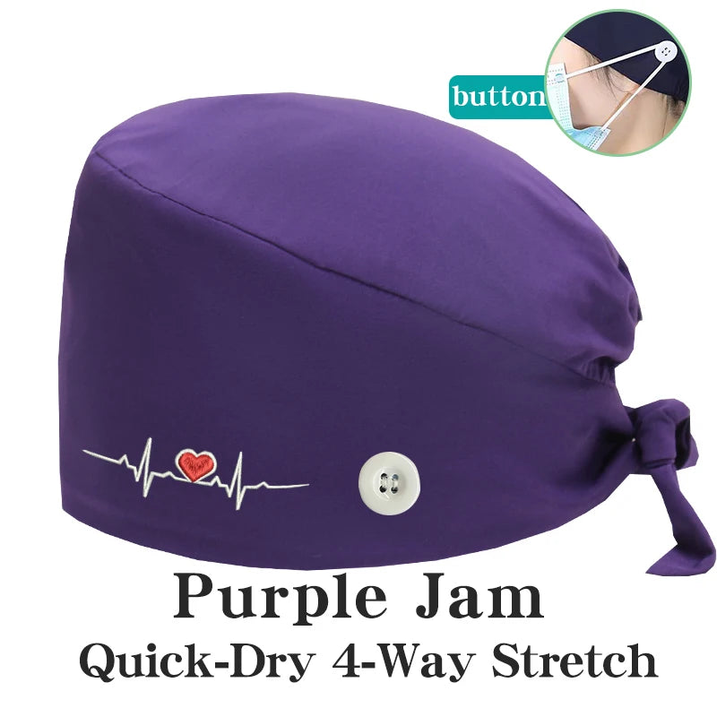 ECG Embroider Working Hats for Man Woman Pet TOOTH Clinic Scrub Caps Quick Dry Breathable Dentist Cap MSG-03