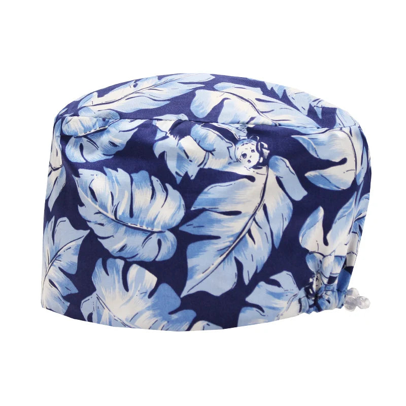 Best Price Digital printed Scrub Caps Pet Store Lab Work Hats Health Care Nursing Hats Cotton Medical scrubs Cap women Long Hair