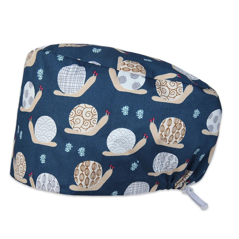 Best Price Digital printed Scrub Caps Pet Store Lab Work Hats Health Care Nursing Hats Cotton Medical scrubs Cap women Long Hair