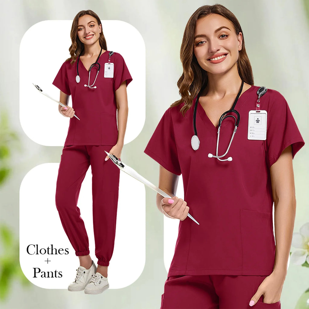 Unisex Doctor Medical Uniforms Men Women Nursing Clothes Beauty Costume Nursing Scrubs Sets Dentist Workwear Clinical Tops Pants