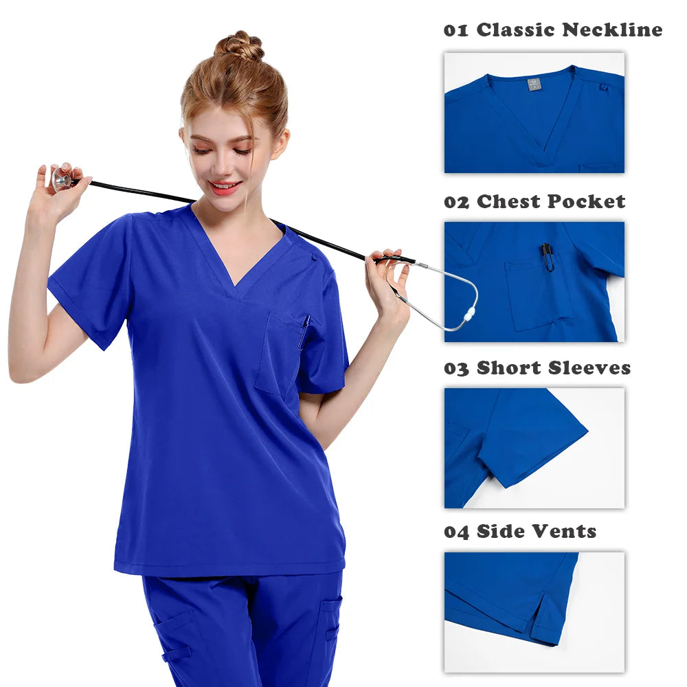 Scrubs Medical Uniform Women and Men  Suit  Surgical Tops  Pants Nurse Accessories Hospital Doctor Costume