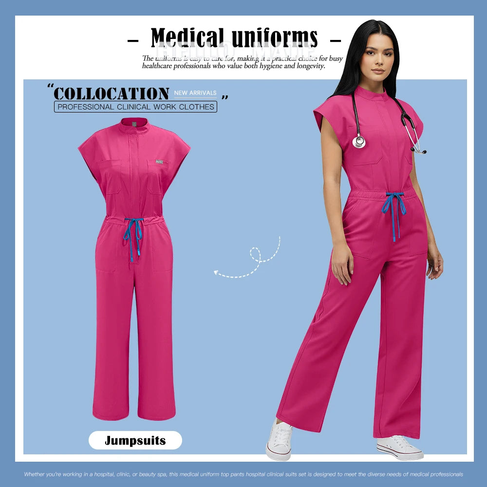 Fashion Surgical Uniforms Woman Nursing Enfermeria Jumpsuits Medical Clothes Scrubs Overalls Beauty Clinical Hospital Clothing