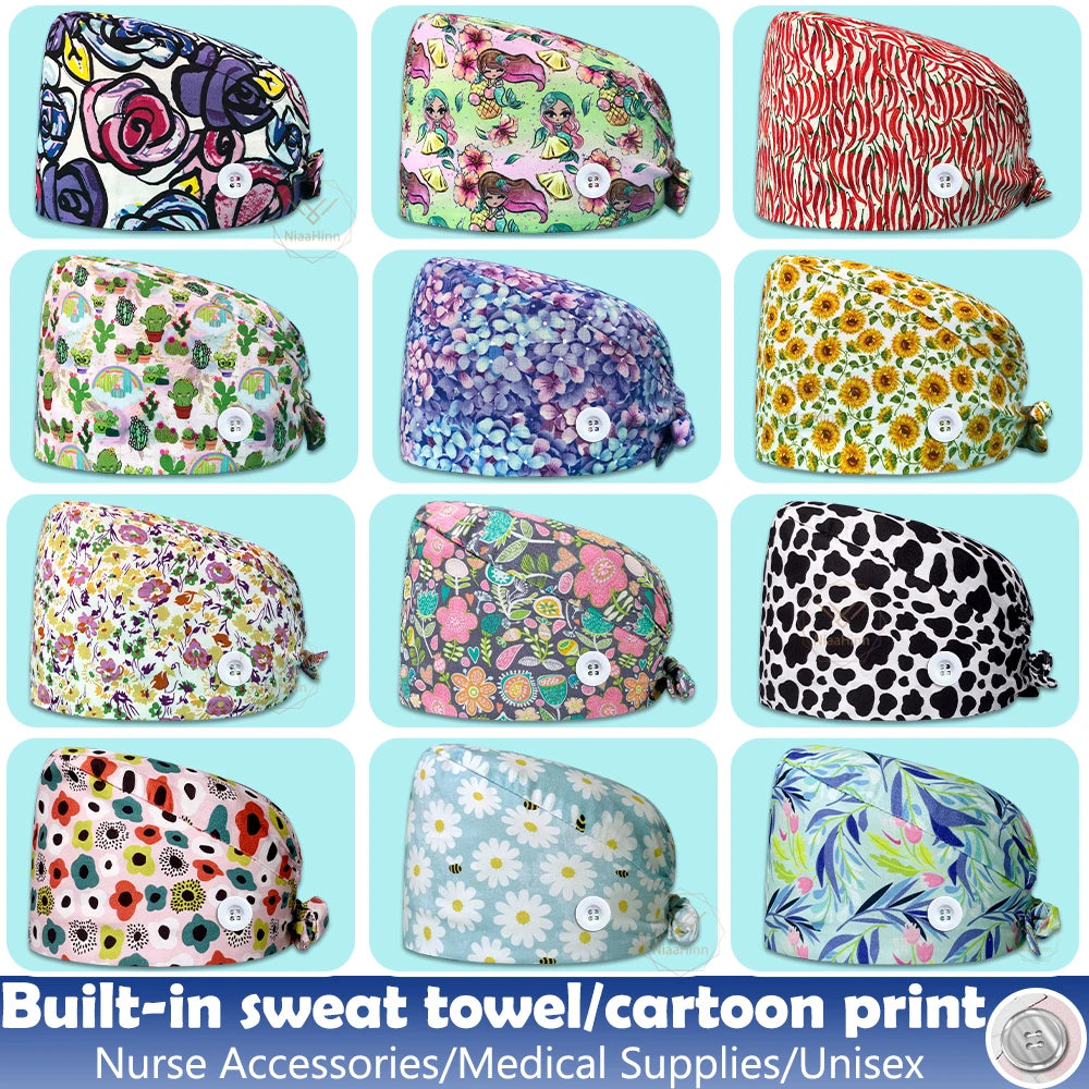Pet Shop Surgical Cap Health Service Hat Doctor Work Caps Hospital Medical Scrubs Hat Cleaning Clinical Cap Nursing Head Hats