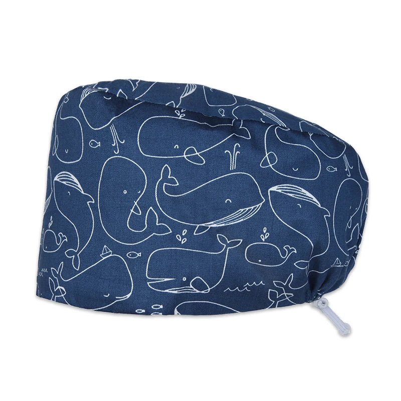 Best Price Digital printed Scrub Caps Pet Store Lab Work Hats Health Care Nursing Hats Cotton Medical scrubs Cap women Long Hair